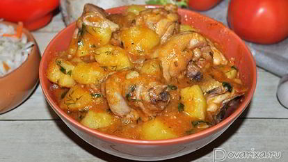Рецепт Тушеного картофеля с курицей