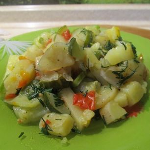 Рецепт Тушеных кабачков с картошкой