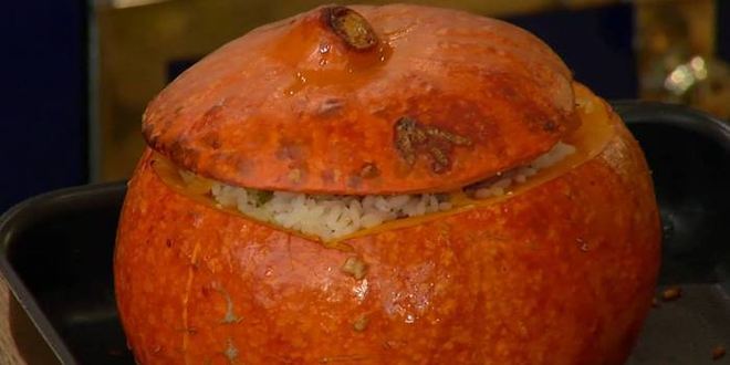 Рецепт тыквы, фаршированной рисом и сухофруктами