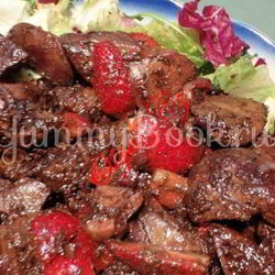 Рецепт Куриной печени, глазурированной бальзамическим уксусом с клубникой