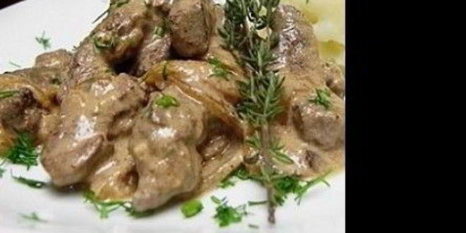 Рецепт куриной печени по-строгановски