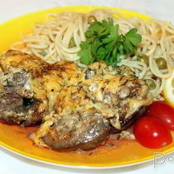 Рецепт Куриной печени под сырным соусом