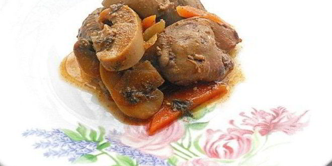 Рецепт куриной печени с грибами