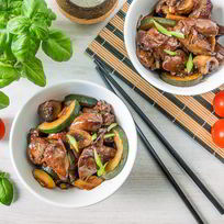 Рецепт Куриной печени с овощами в азиатском соусе