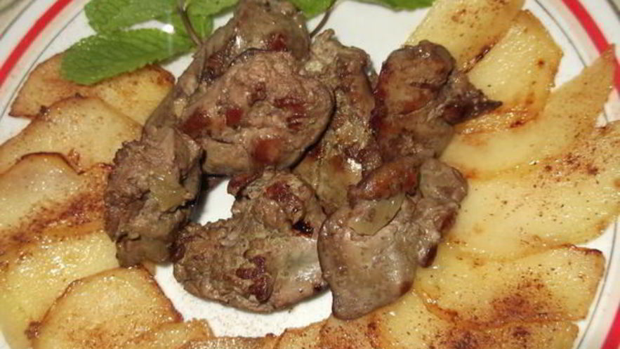 Рецепт куриной печени с яблоком