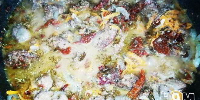 Рецепт куриной печени в белом вине