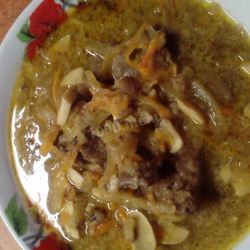 Рецепт Печени говяжья тушеная с грибами