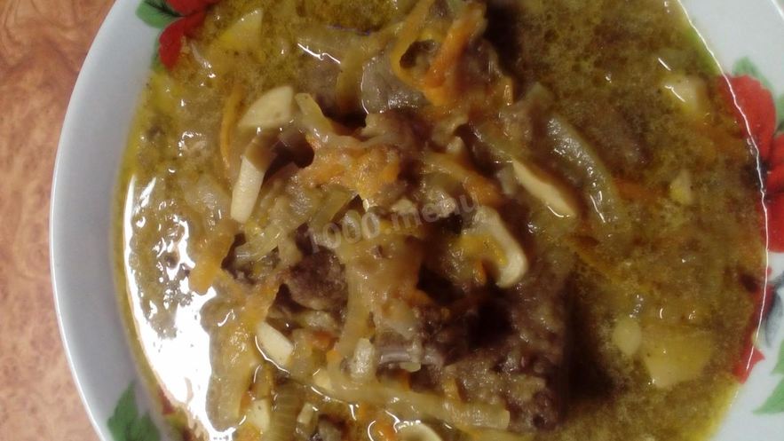 Рецепт печени говяжья тушеная с грибами