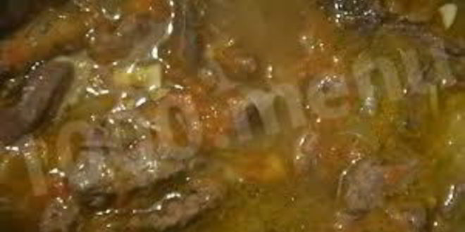 Рецепт печени говяжья тушеная с грибами