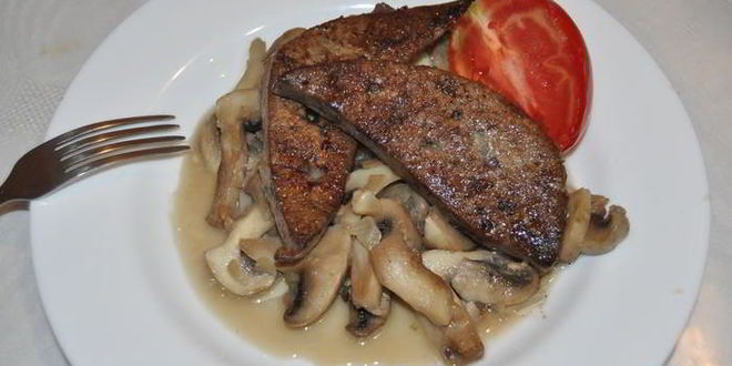 Рецепт печени с грибами