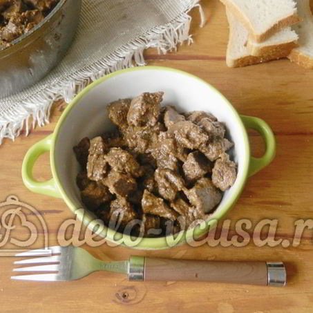 Рецепт Печени свиной тушеной в сметане