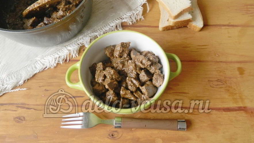 Рецепт печени свиной тушеной в сметане