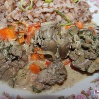 Рецепт Печени, тушеной с овощами и сметаной