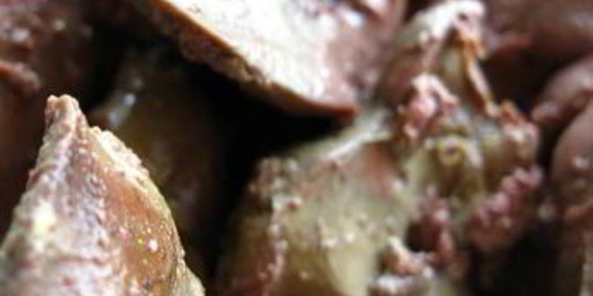 Рецепт тушеной куриной печени с яблоками