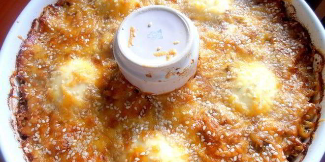 Рецепт воскресного мясного кольца с печенью и грибами