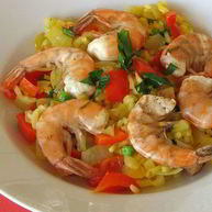 Рецепт Паэльи с копченой ветчиной и креветками