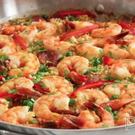 Рецепт Паэльи с креветками и колбасой