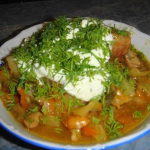 Рецепт Годзи овощное рагу с мясом свинины