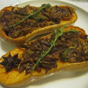 Рецепт Запеченной тыквы с мясным рагу