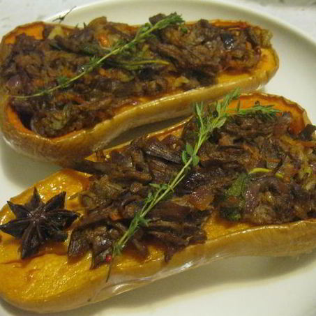 Рецепт Запеченной тыквы с мясным рагу
