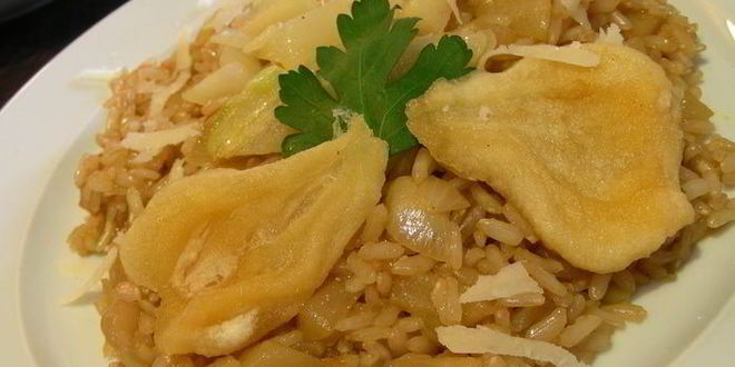 Рецепт ризотто с грушей и шампанским