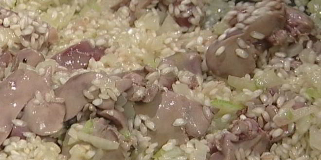 Рецепт ризотто с куриной печенкой