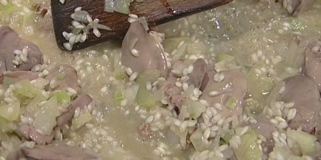 Рецепт ризотто с куриной печенкой