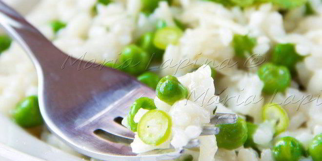 Рецепт ризотто с зеленым горошком, сыром джюгас и мятой