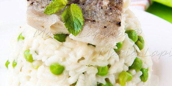 Рецепт ризотто с зеленым горошком, сыром джюгас и мятой