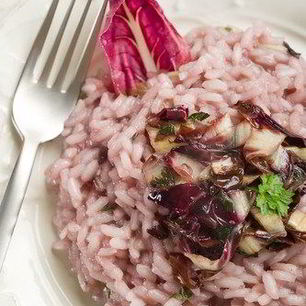 Рецепт Розового ризотто с радиккьо и красным вином