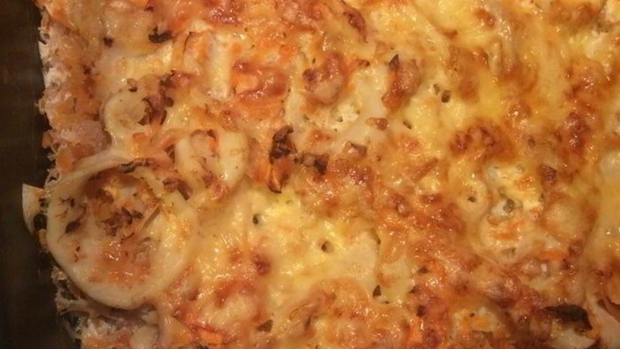 Рецепт кальмаров, запеченных с овощами и сыром