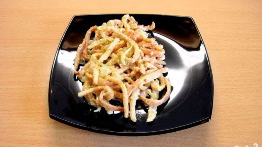 Рецепт кальмаров, жареных с луком