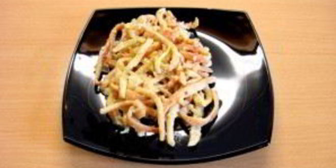 Рецепт кальмаров, жареных с луком