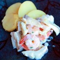 Рецепт Рыбы с креветками в сливочном соусе