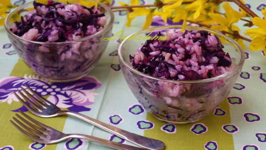 Рецепт салата-гарнира с рисом и краснокочанной капустой