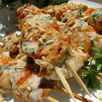 Рецепт Шашлычков из курицы в арахисово-кокосовом маринаде