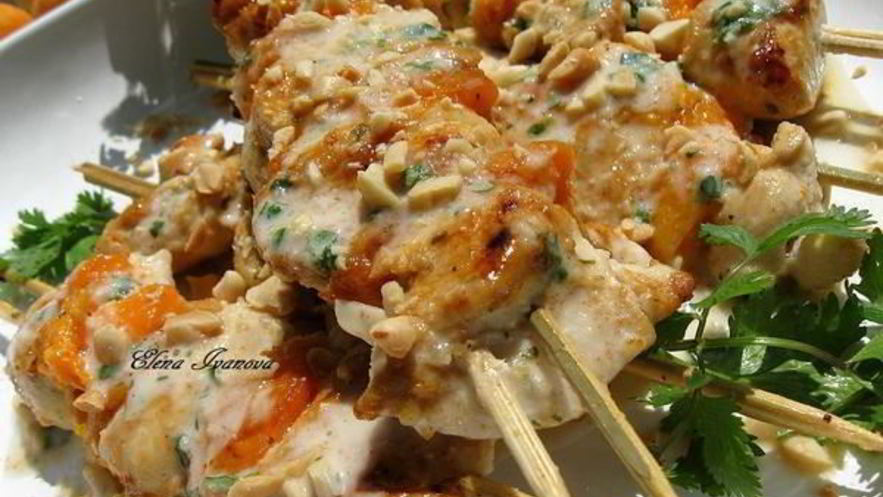 Рецепт шашлычков из курицы в арахисово-кокосовом маринаде