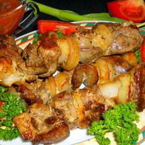 Рецепт Шашлыка из печени на сковороде