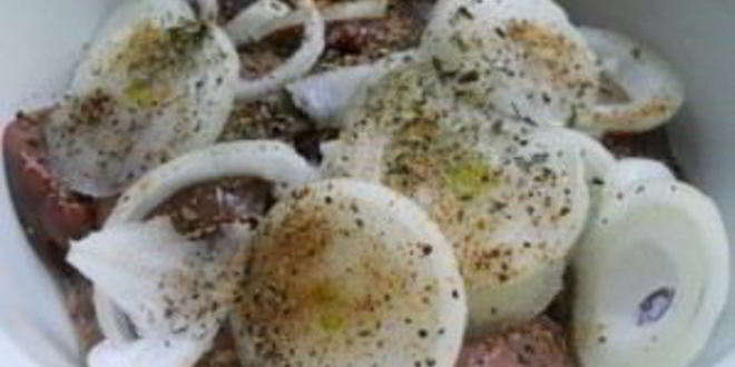 Рецепт шашлыка из печени на сковороде