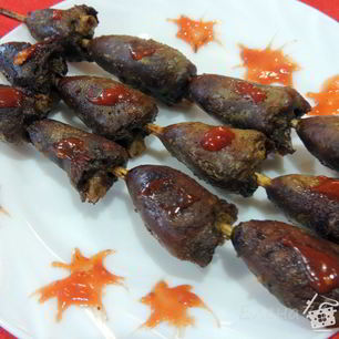 Рецепт Шашлыка на шпажках Огненные сердца