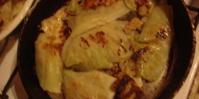 Рецепт капустных шницелей с луковой заправкой