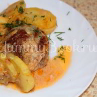 Рецепт Тефтелей запеченных с картофелем