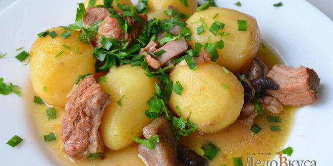 Рецепт жаркого по-домашнему с мясом и грибами