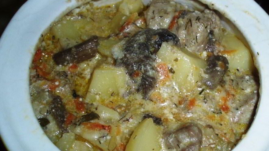 Рецепт жаркого с мясом и грибами