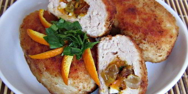 Рецепт зраз куриных с сухофруктами под апельсиновым соусом