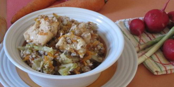 Рецепт гречки с курицей и капустой