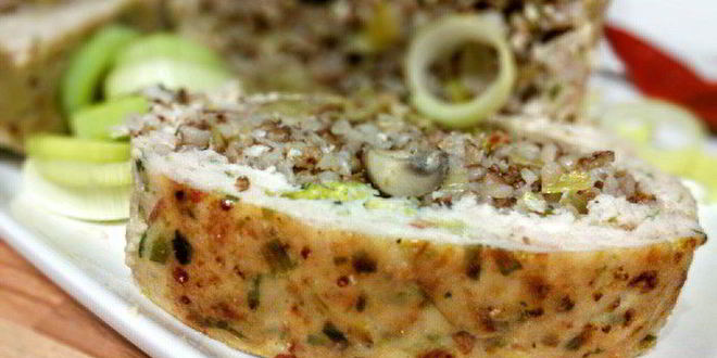 Рецепт гречневой каши с шампиньонами в мясном хлебце