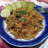 Тушеная гречневая каша с тыквой