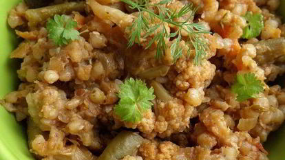 Рецепт Зеленой гречки с овощами