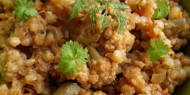 Рецепт зеленой гречки с овощами